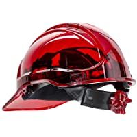 Portwest - PV64RER - Serie PV64 - Casco traslúcido de visera con trinquete - resistente y regular - color rojo